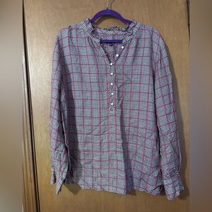 Talbots Women’s  Checkered Shirt - Red and White tunic.